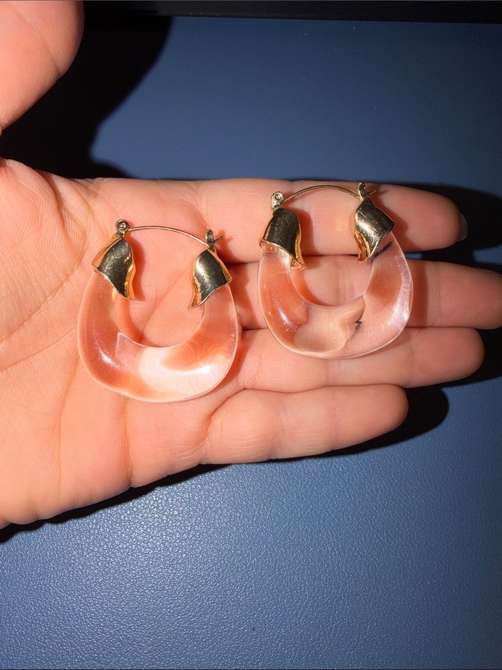 Gold Accent Clear Hoop Earrings - Women Jewelry